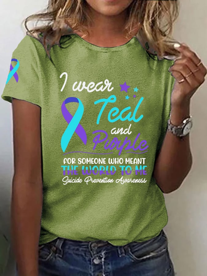 Women's Suicide Prevention Awareness Printed T-Shirt