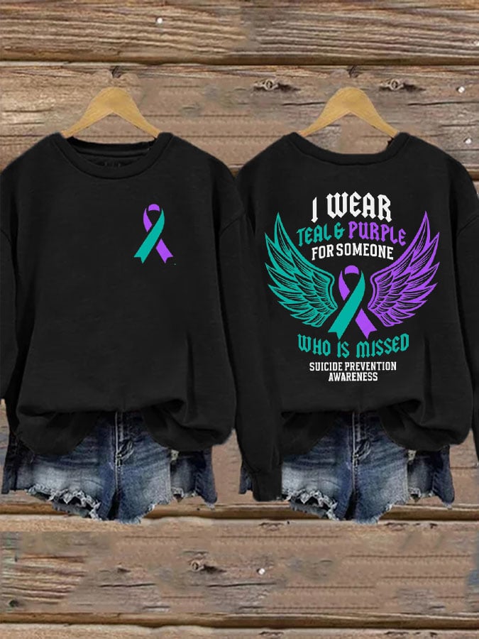 Women's I Wear Teal & Purple For Someone Who Is Missed Printed Sweatshirt