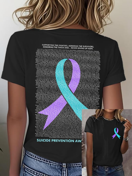 Women'S Casual Mental Health Awareness Short Sleeve T-Shirt