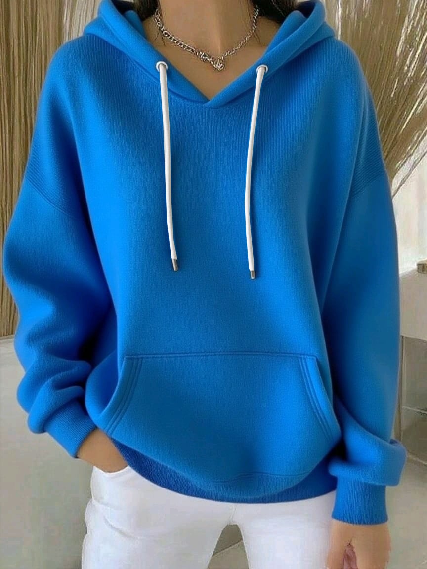 Women's Casual Autumn And Winter Long-Sleeved Ribbed Bottoming Shirt With Hoodie