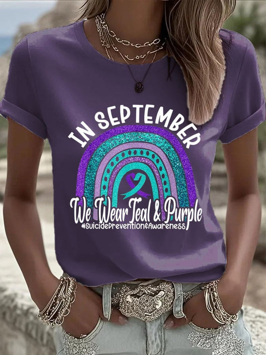 Women's Suicide Prevention Awareness Printed T-Shirt