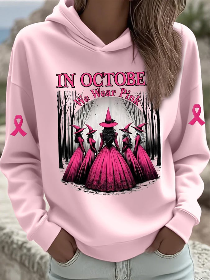 Women's Casual Pink Witch Hoodie
