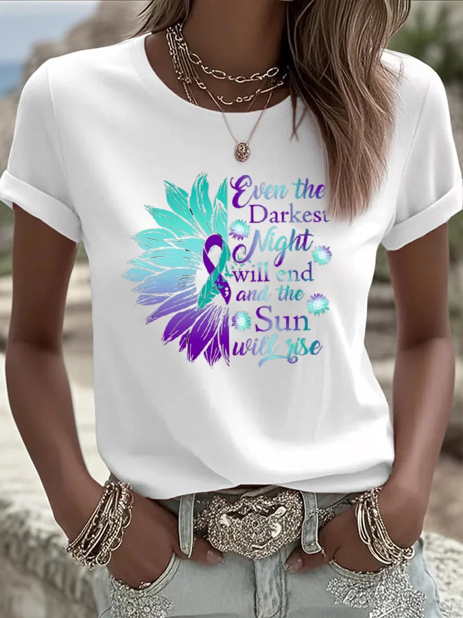 Women's Even The Darkest Night Will End And The Sun Will Rise Print T-Shirt
