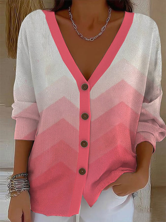 Women's Breast Cancer Pink Flowers Printing knitwear
