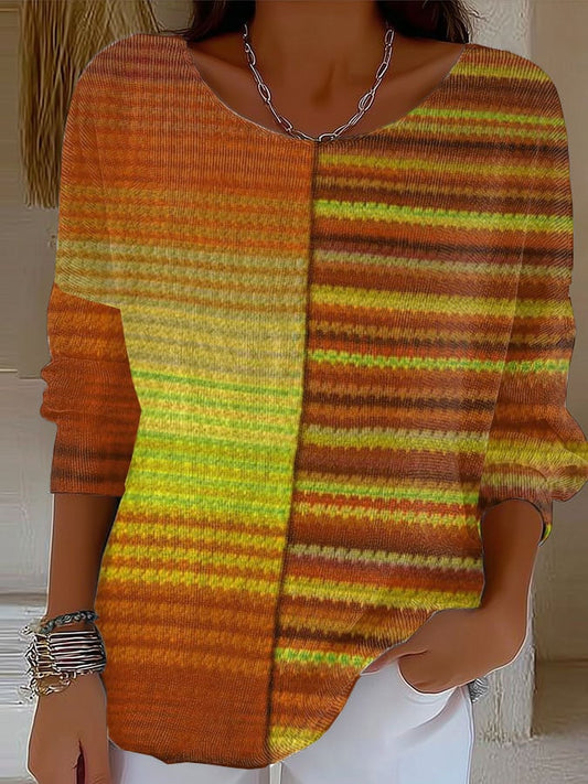 Women's Retro Autumn Print Sweater