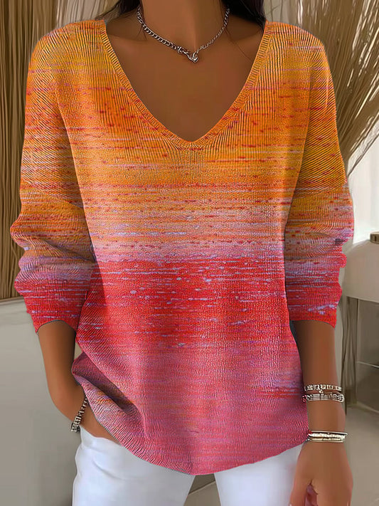 Women's Autumn Casual Gradient Striped Bottoming Shirt