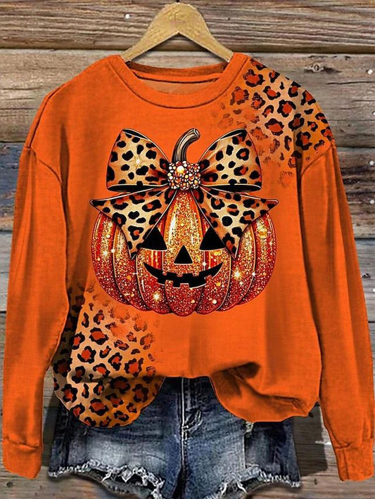 Women's Casual Retro Autumn Pumpkin Print Sweatshirt