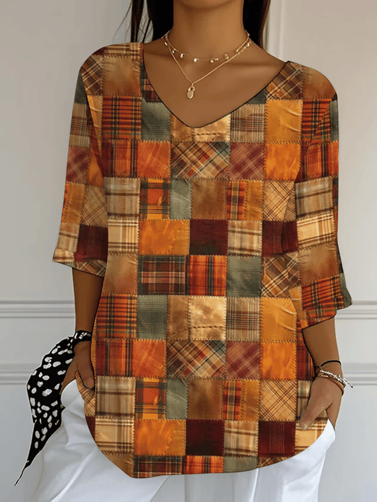 Women's Autumn Maple Leaf Pumpkin Printed T-Shirt