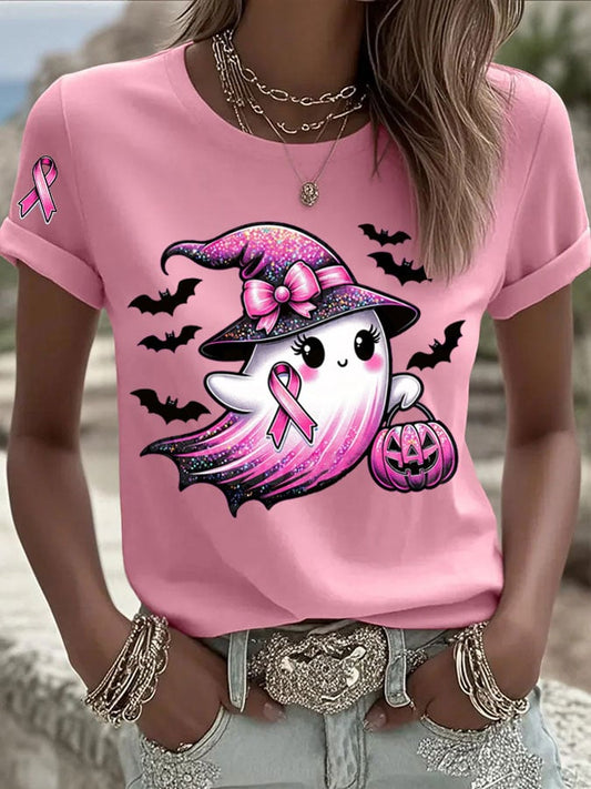 Women's Breast Cancer Print Casual T-shirt