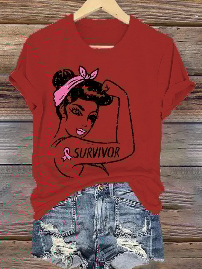 Women's Casual Breast Cancer Survivor Short Sleeve T-Shirt