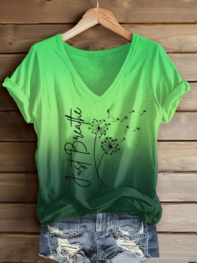 Women's Just Breathe Printed Casual T-Shirt