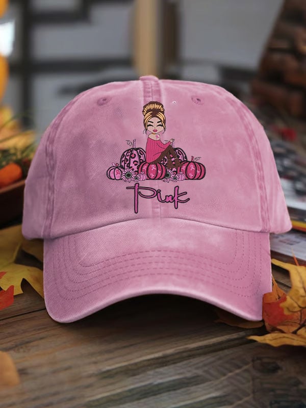 Unisex Pink Pumpkin Breast Cancer Awareness Print Baseball Cap