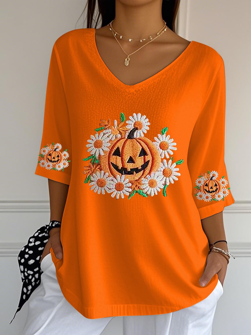 Women's Casual Autumn Print Sleeve Top