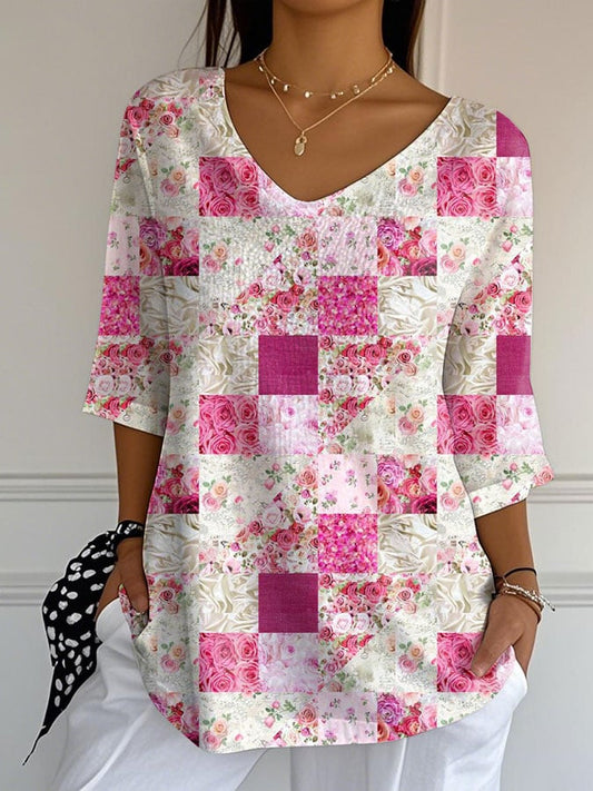 Women's Breast Cancer Print Casual T-shirt