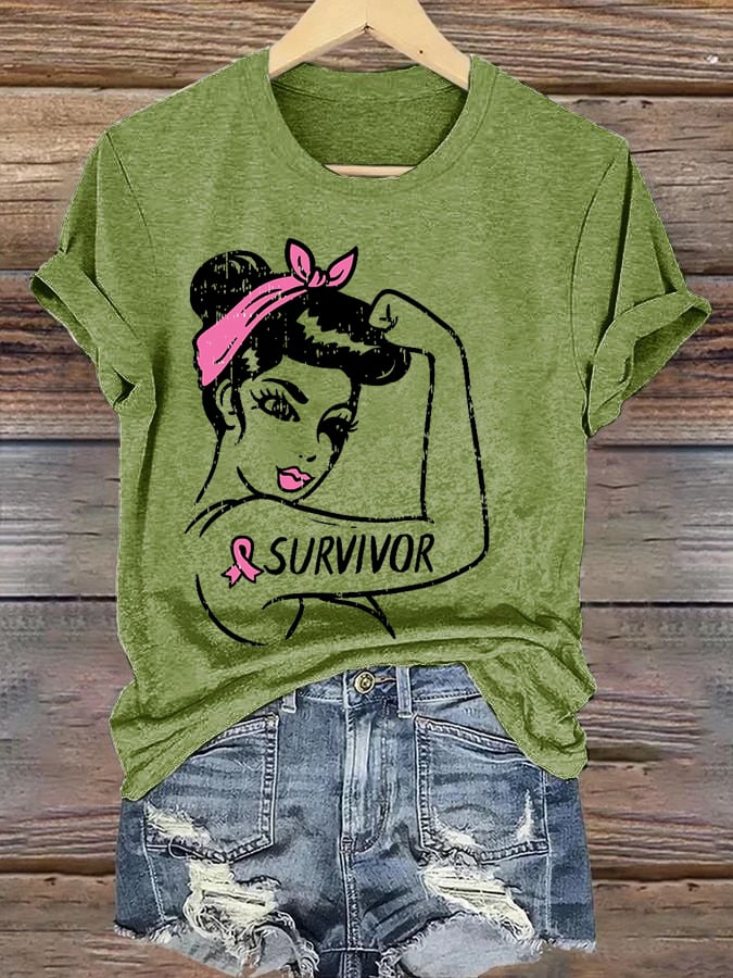 Women's Casual Breast Cancer Survivor Short Sleeve T-Shirt