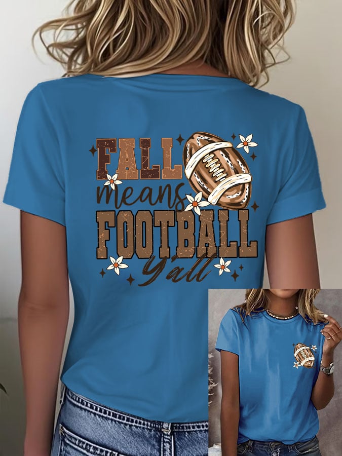 Women's Retro Fall Means Football  Print T-Shirt
