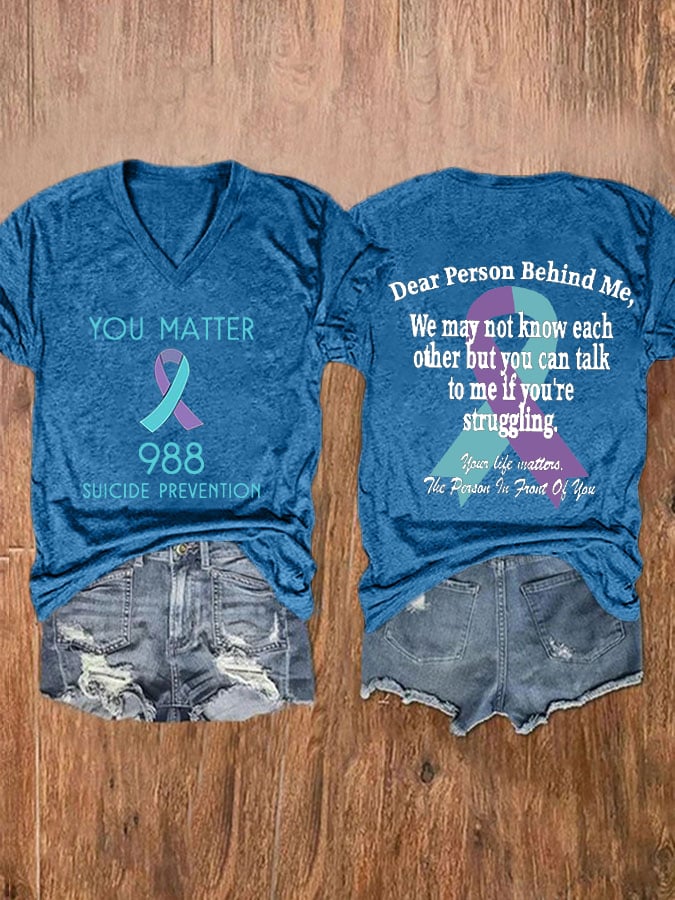 Women'S Suicide Prevention Printed Casual T-Shirt
