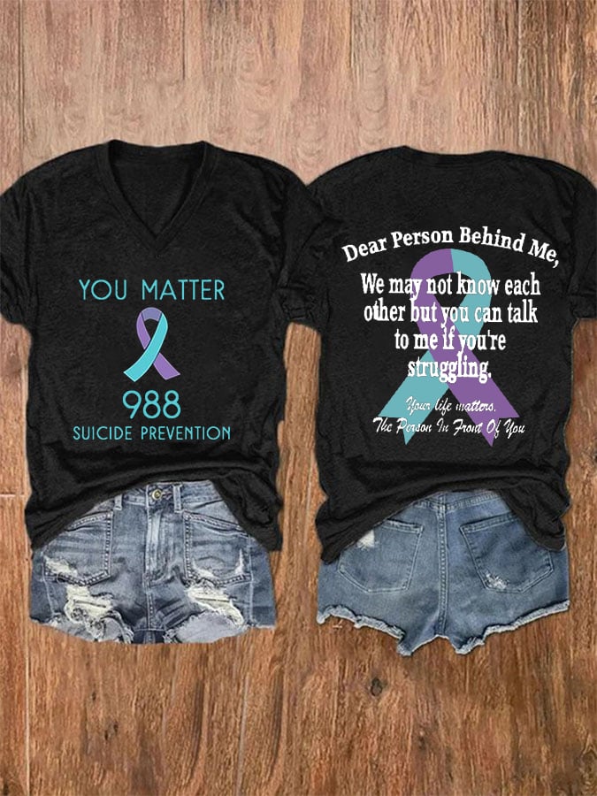 Women'S Suicide Prevention Printed Casual T-Shirt