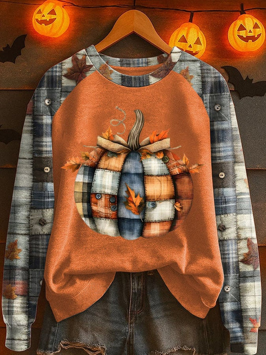 Women's Pumpkin Season Print Raglan Sleeve Sweatshirt