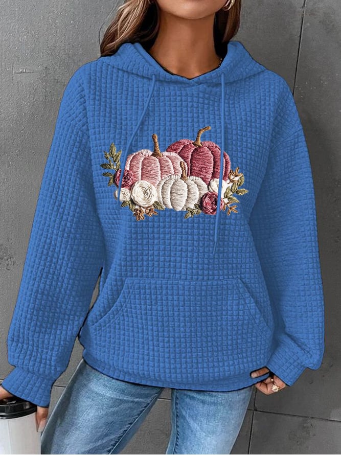 Women's Pink Thanksgiving Pumpkin Print Hoodie