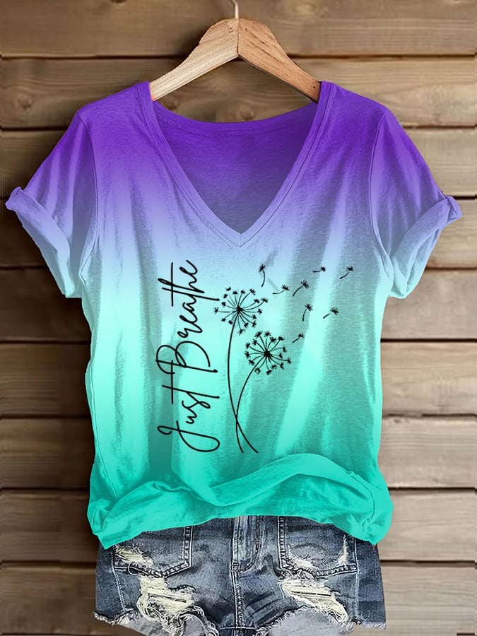 Women's Just Breathe Printed Casual T-Shirt