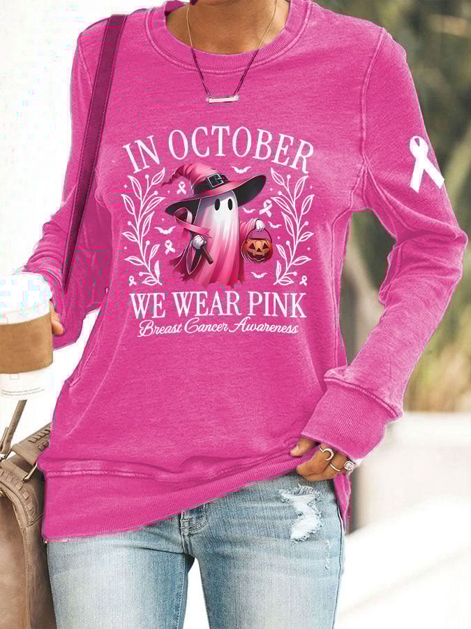 Women's Breast Cancer Awareness In October We Were Pink Printed Sweatshirt