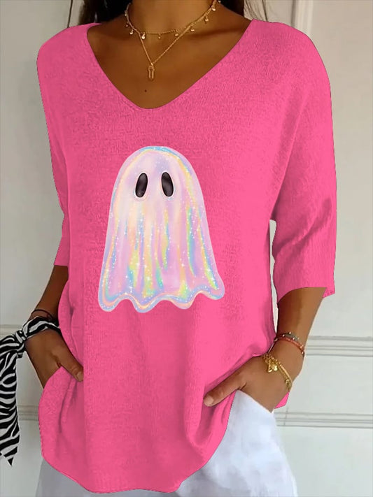 Women's Halloween Ghost Print Casual T-Shirt