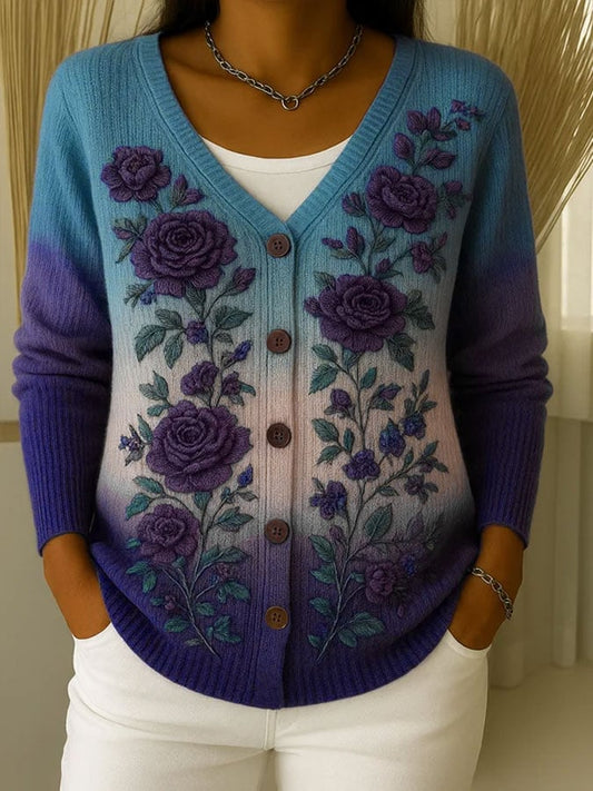 Women's Mental Health  Print Chunky Knit Cardigan