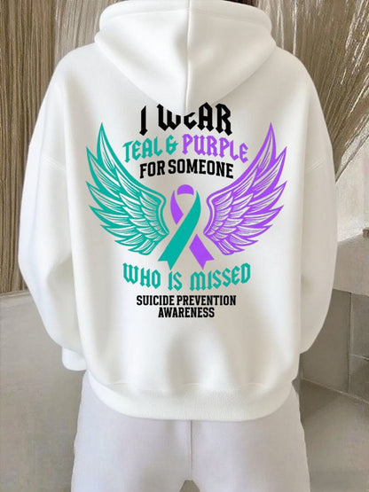 Women's I Wear Teal & Purple For Someone Who Is Missed Printed Hooded Sweatshirt