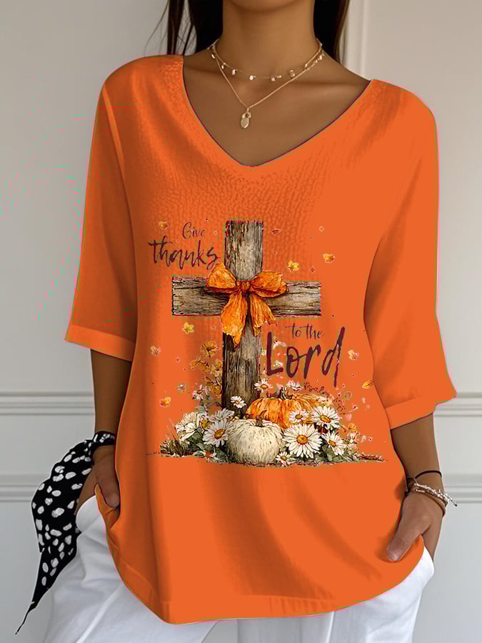 Women'S Casual Heart V-Neck T-Shirt