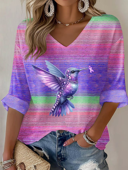 Women's Hummingbird Print Casual Top