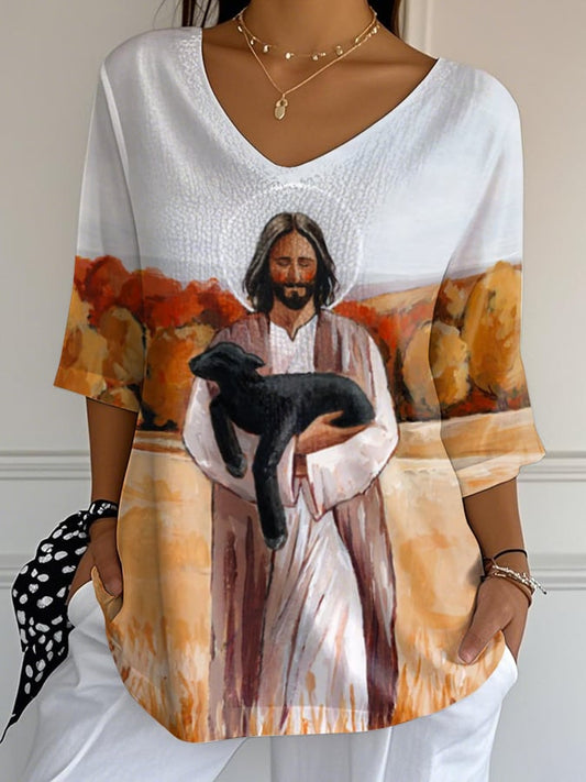 Women's He Carries Me Through Every Autumn Print T-Shirt