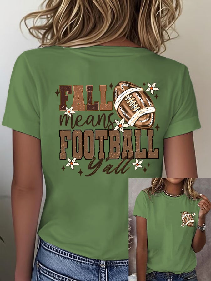 Women's Retro Fall Means Football  Print T-Shirt