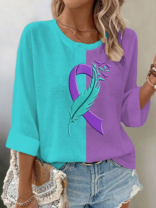 Women's Suicide Prevention Awareness Waffle Long Sleeve T-Shirt