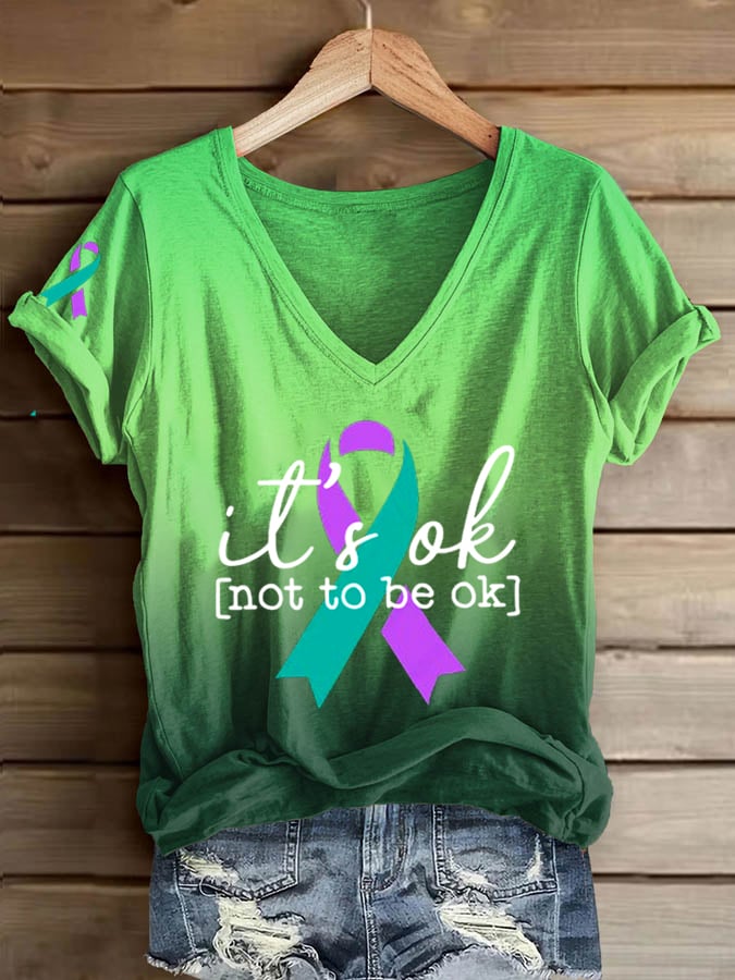 Women's It's Ok Not To Be Ok Printed Casual T-shirt