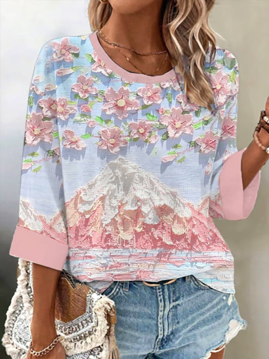 Women's Breast Cancer Awareness Pink Painting Style Graphic Print Comfortable T-shirt