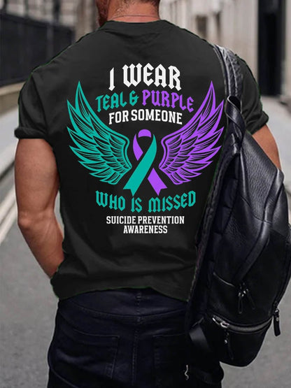 Men's I Wear Teal & Purple For Someone Who Is Missed Printed T-Shirt