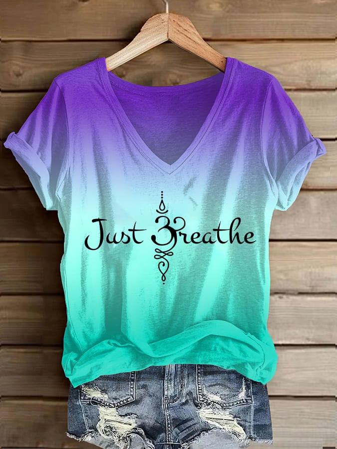 Women's Just Breathe Printed Casual T-Shirt