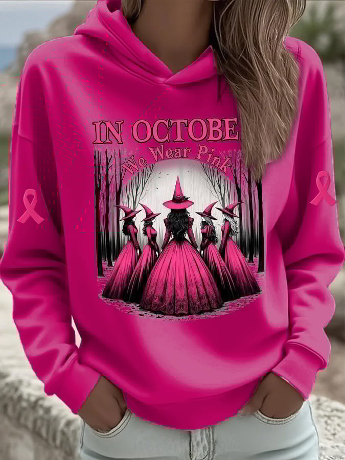 Women's Casual Pink Witch Hoodie