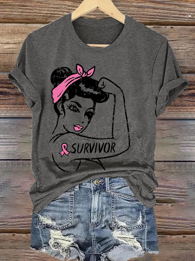 Women's Casual Breast Cancer Survivor Short Sleeve T-Shirt