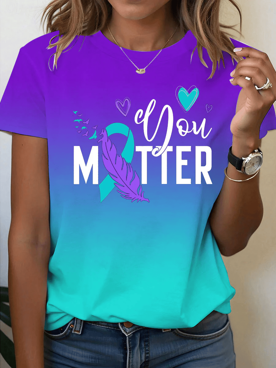 Women's Retro You Matter Suicide Prevention Awareness Printed T-Shirt