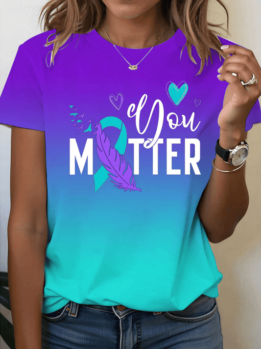 Women's Retro You Matter Suicide Prevention Awareness Printed T-Shirt