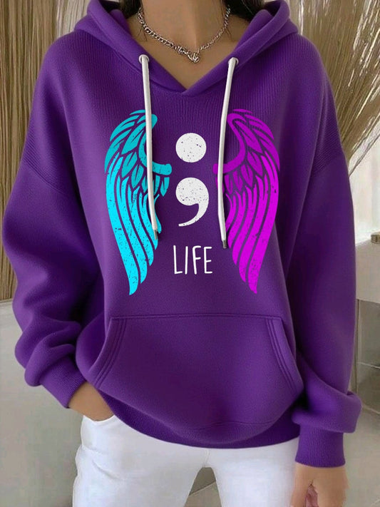Women's Mental Health Awareness Print Casual Hoodie