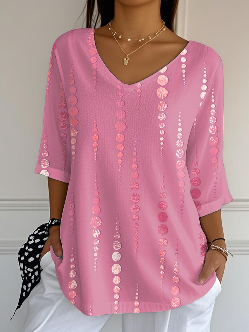 Women's Summer Pink Polka Dot Print Top