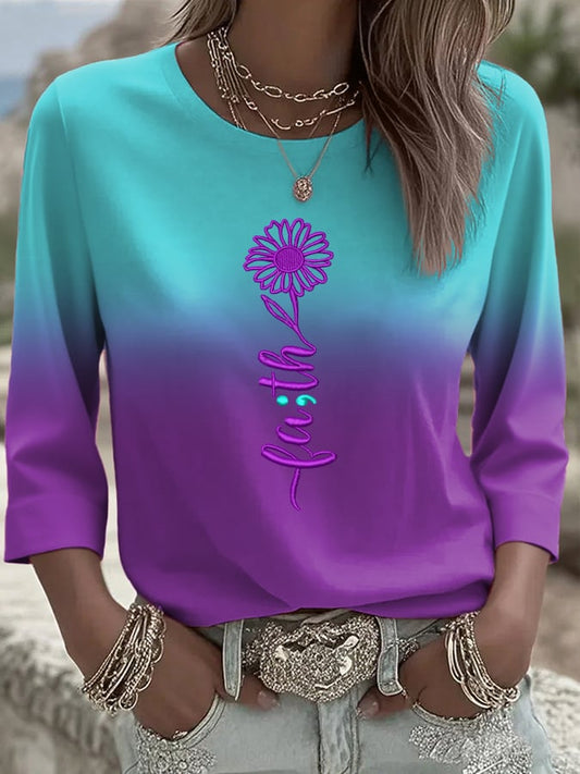Women's Suicide Prevention Awareness Floral Print Short Sleeve T-Shirt