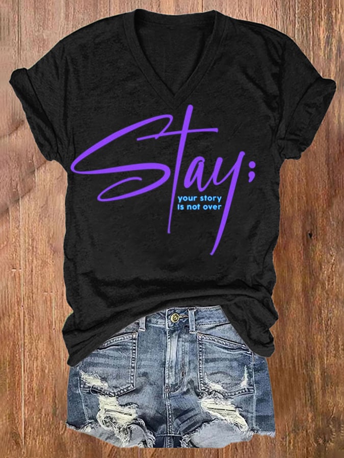 Women'S Suicide Prevention Printed Casual T-Shirt