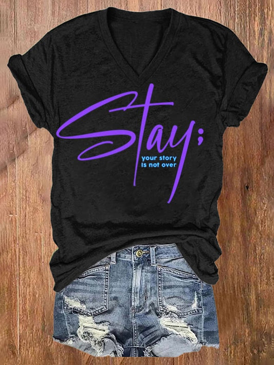 Women'S Suicide Prevention Printed Casual T-Shirt