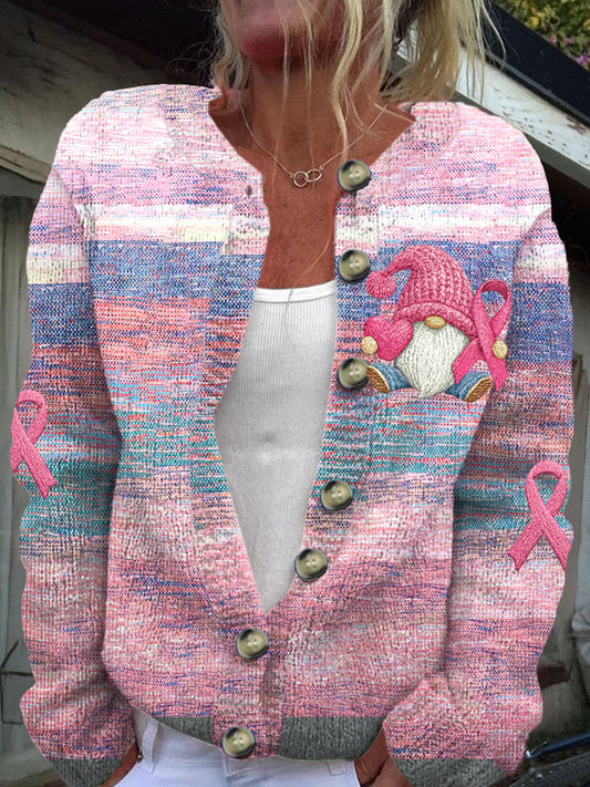Women's Breast Cancer Awareness Print Cardigan