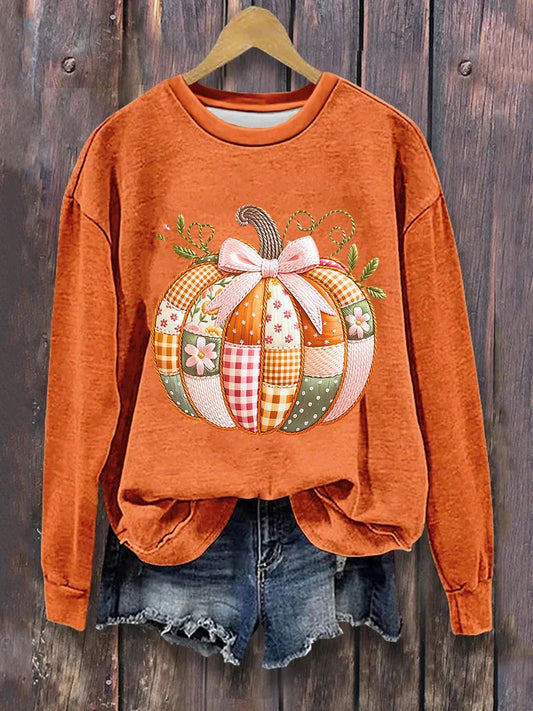 Women's Pumpkin Art Print Sweatshirt