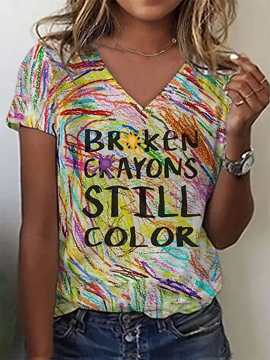 Women's Broken Crayons Still Color Printed T-shirt